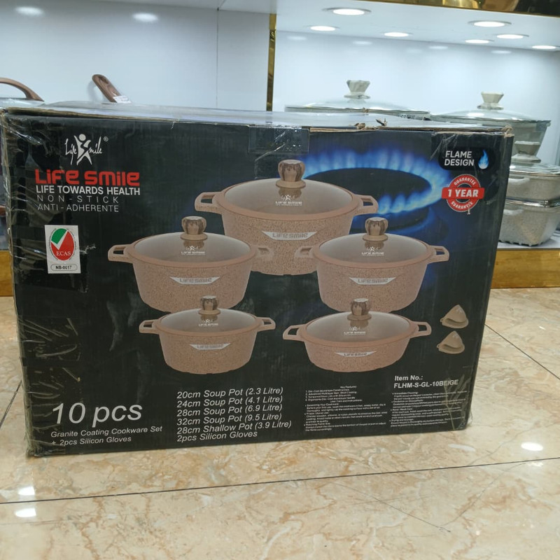 سرویس قابلمه گرانیتی 10پارچه لایف اسمایل طرح شعله کد FLHMS