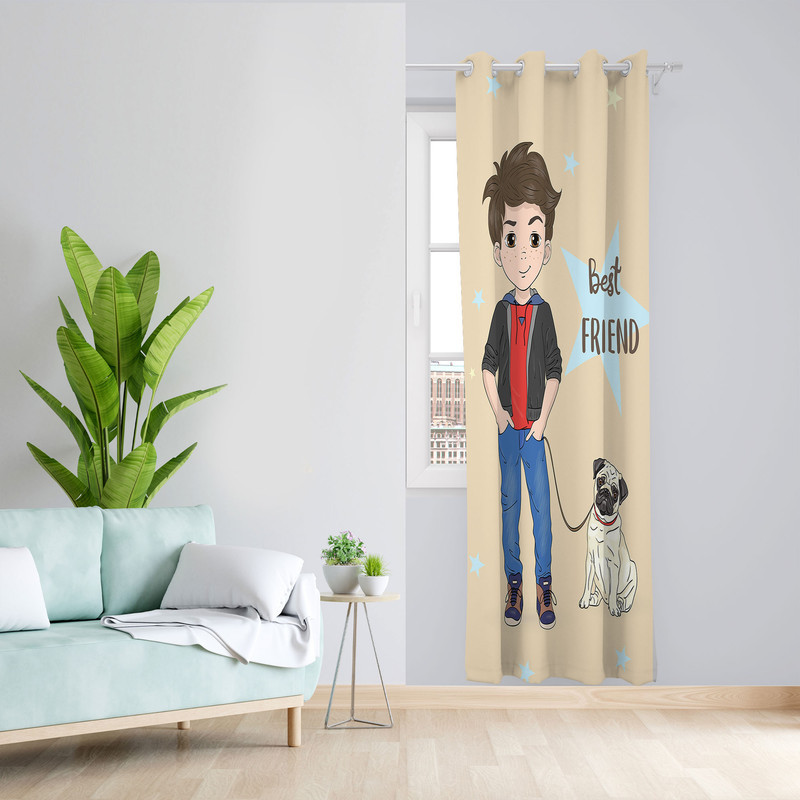 پرده مدل اتاق کودک مخمل پانچی طرح پسرانه کد 4694 سایز 140x280 سانتی متر
