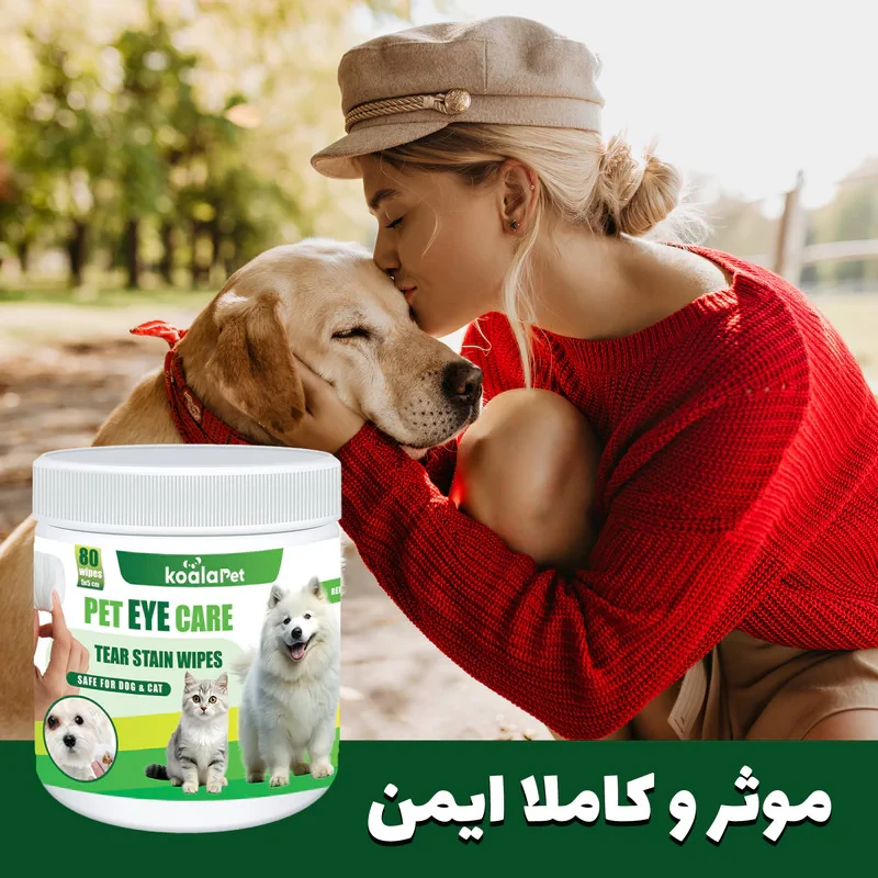 دستمال مرطوب و سواب مرطوب سگ و گربه مخصوص اطراف چشم کوالاپت مدل EYE02 بسته دو عددی