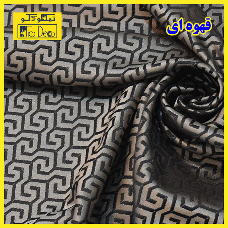 پرده تیکو دکو مدل دوخت ساده ابریشم ساتن حاشیه دار کد greek key سایز 300*280 سانتی‌متر