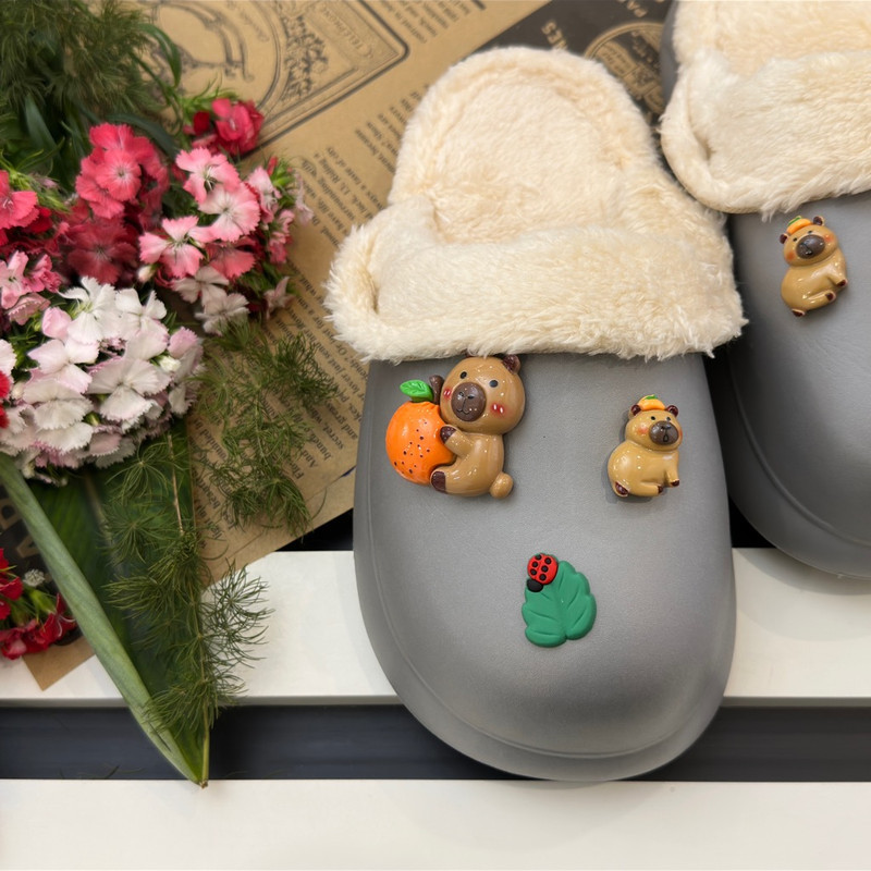 دمپایی حوله ای زیتون مدل کریسمس کد GY