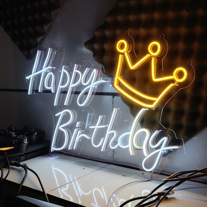 چراغ نئونی طرح Happy Birthday کد HBD60X40