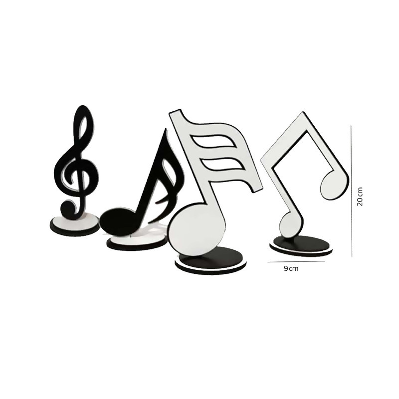 ماکت دکوری مدل فروردین طرح نت موسیقی مجموعه 4 عددی