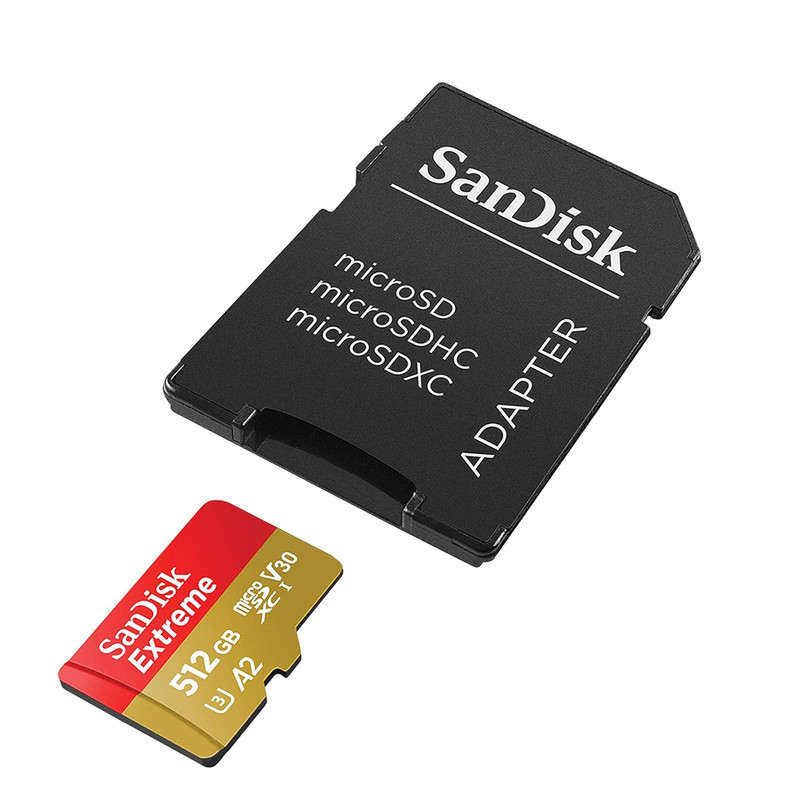کارت حافظه microSDXC سن دیسک مدل Extreme کلاس A2 استاندارد UHS-I U3 سرعت 190MBps ظرفیت 512 گیگابایت