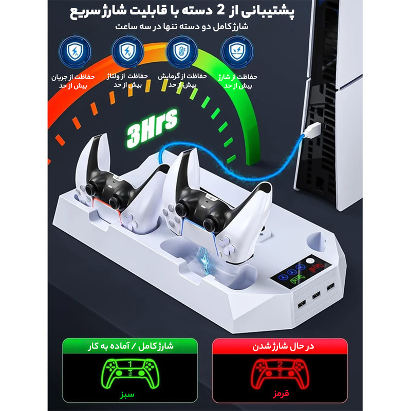 پایه فن کنسول و شارژر دسته بازی مدل COOLING STAND YH-55-1