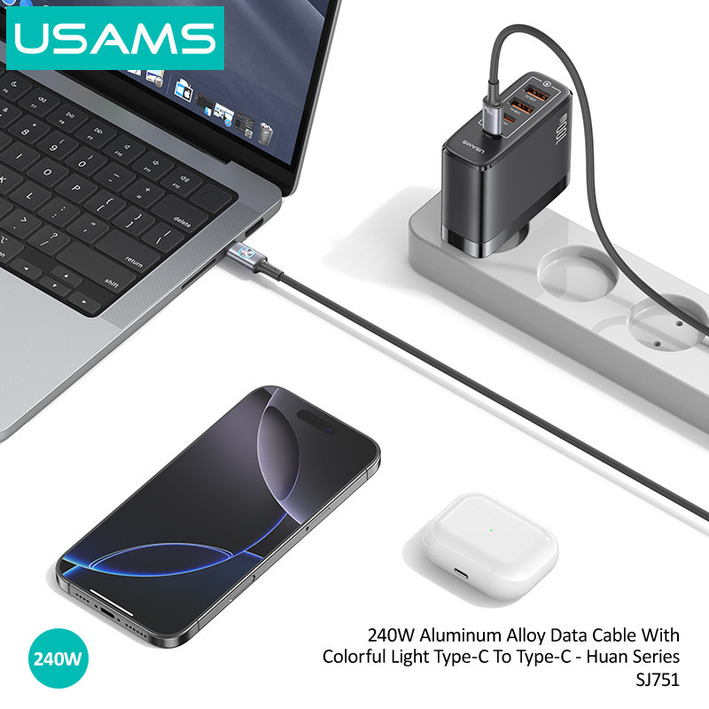 کابل تبدیل USB-C به USB-C یوسمز مدل SJ751-240W طول 1.2 متر