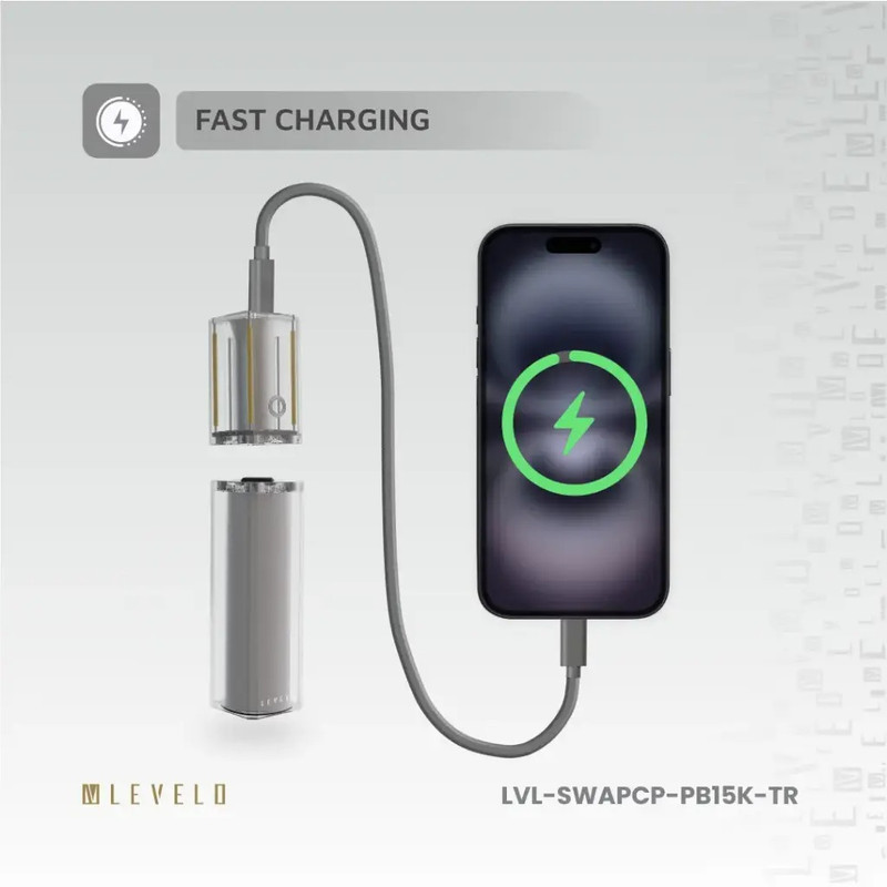 پاوربانک لِولو مدل LVL-SWAPCP-PB15K-TR ظرفیت 15000 میلی آمپر ساعت