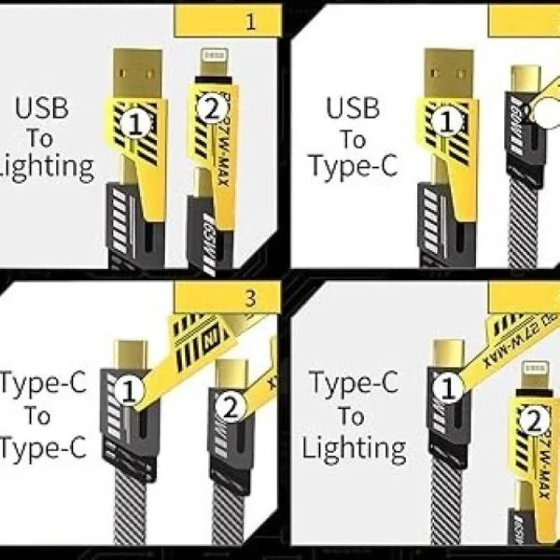 کابل تبدیل USB  USB-C به لایتنینگ  USB-C مدل NOHON 4IN1 FAST طول 1.2 متر
