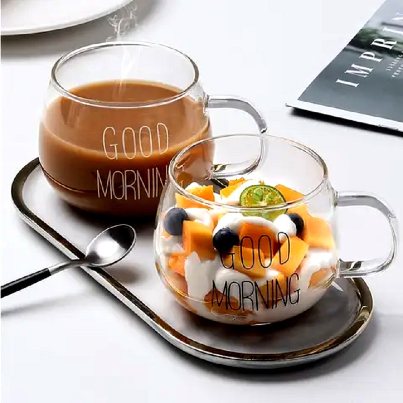 لیوان مدل GOOD MORNING  به همراه زیر لیوانی