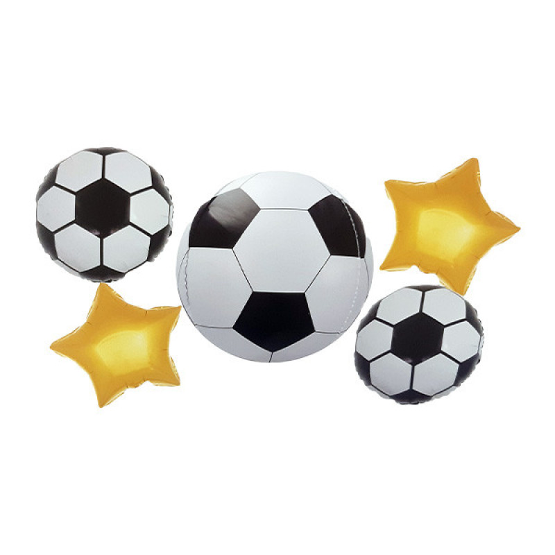 بادکنک فویلی مدل توپ فوتبال کد footbalB3 مجموعه 5 عددی