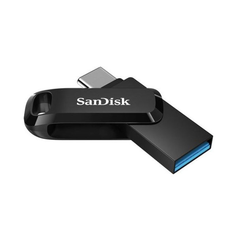 فلش مموری دو رابط سن دیسک مدل Ultra Dual Drive Go ظرفیت 128 گیگابایت با USB 3.2 Gen1، طراحی چرخشی، بدنه فلزی، سازگار با گوشی، تبلت، کامپیوتر و تلویزیون