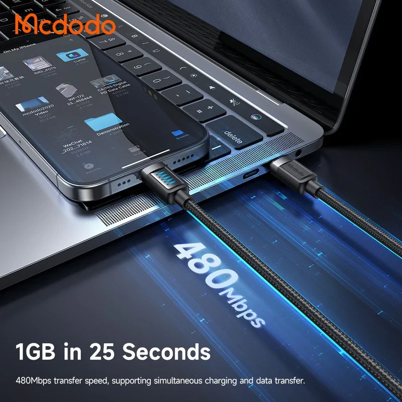 کابل تبدیل USB-C به لایتنینگ مک دودو مدل CA-034 طول 1.2 متر