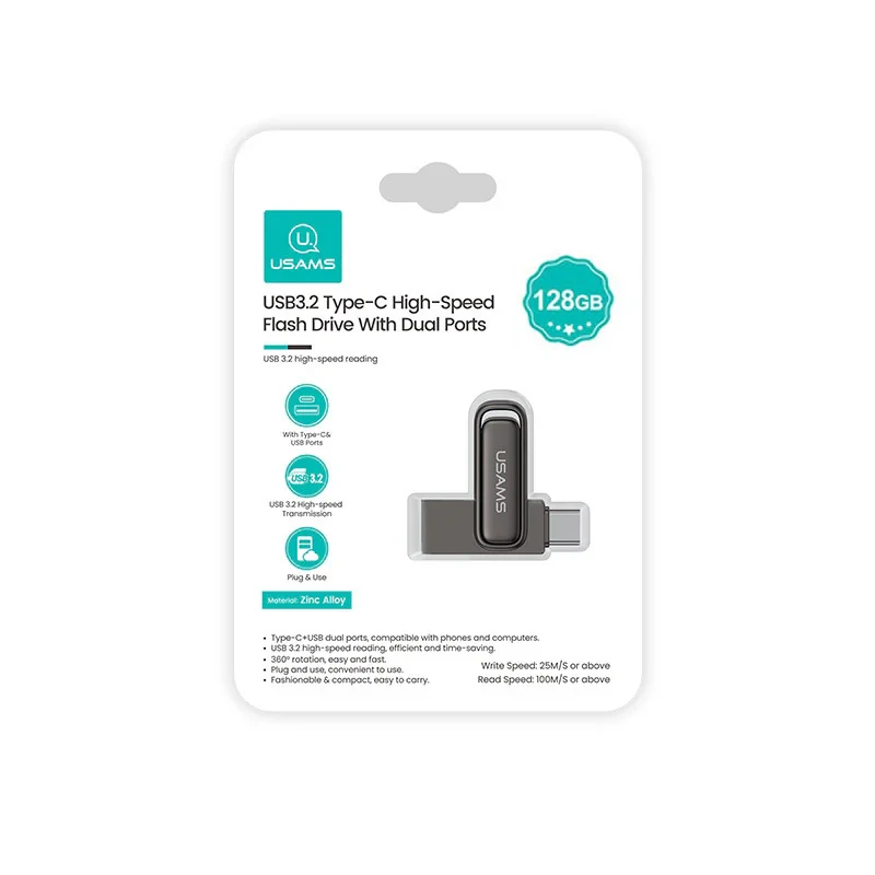 فلش مموری یوسمز مدل zb348 ظرفیت 128 گیگابایت با رابط usb-C
