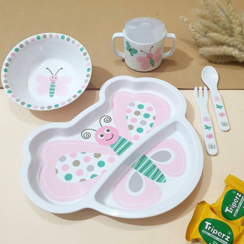 ظرف غذا کودک طرح پروانه مجموعه 5 عددی