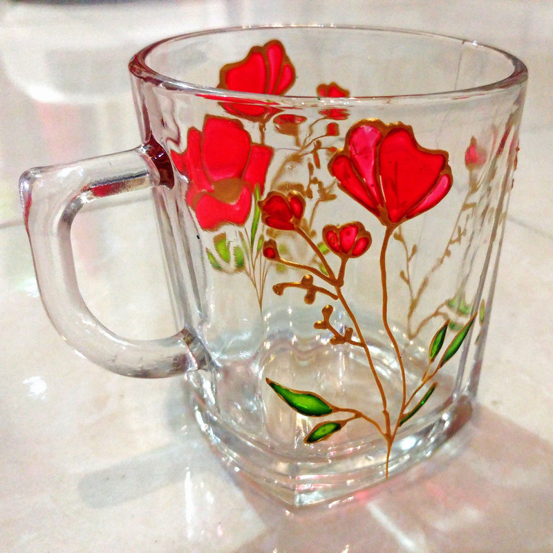 استکان مدل شقایق بسته 6 عددی