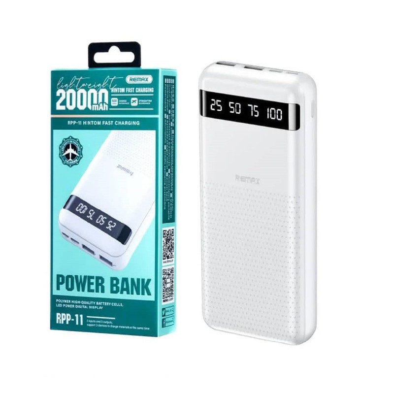 پاوربانک ریمکس مدل RPP 11 ظرفیت 20000 میلی آمپر ساعت