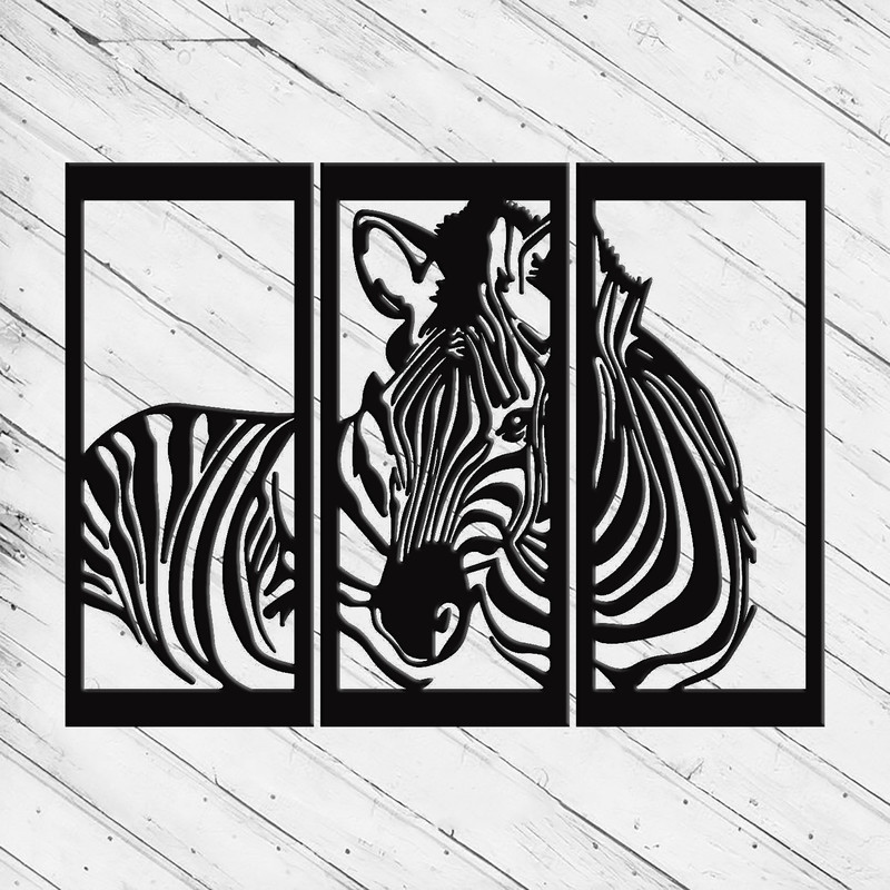 دیوارکوب مدل گورخر فلزی Zebra مجموعه 3 عددی