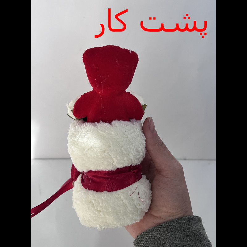 گلدان به همراه گل مصنوعی مدل بوکت خرس و گل مینیاتوری
