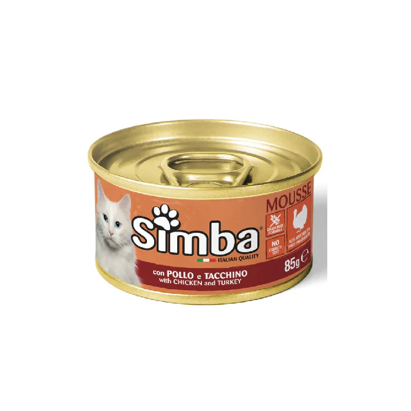 کنسرو غذای گربه بالغ مونژه مدل Simba Mousse Chicken and Turkey با طعم مرغ و بوقلمون وزن 85 گرم