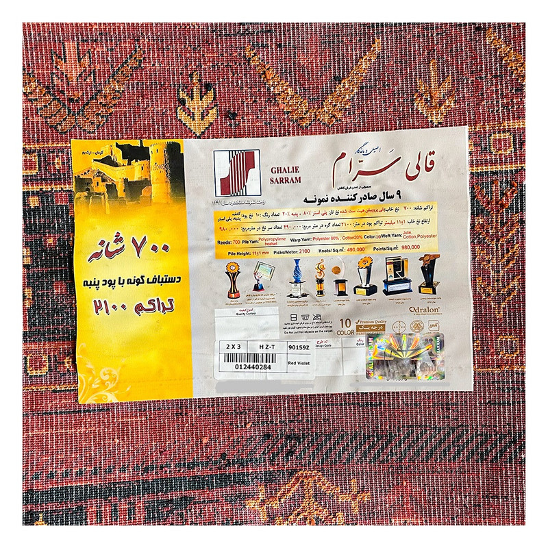 فرش ماشینی قالی سرام مدل كلكسيون بلوچی کد 90159z زمینه قرمز