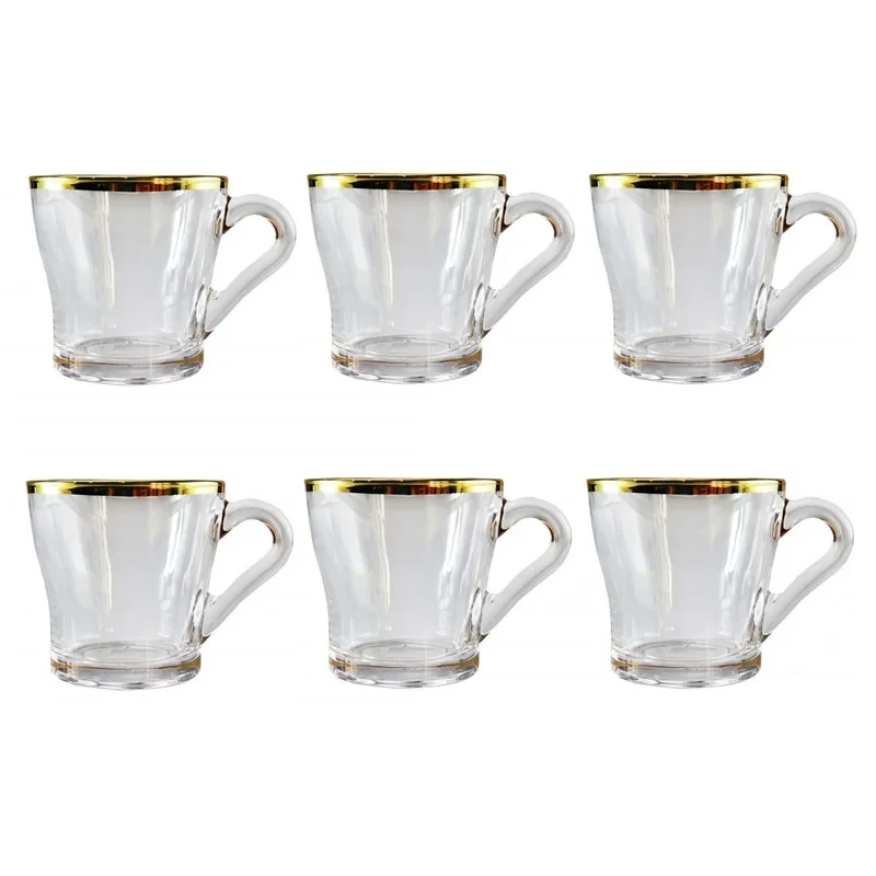 فنجان پاشاباغچه مدل لب طلایی کروم کد 55233 بسته شش عددی