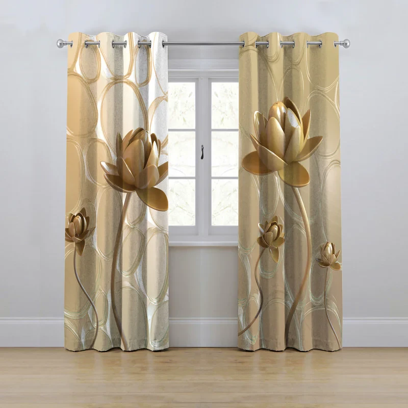 پرده مدل پانچی طرح گل سه بعدی سایز 280x145 سانتی متر