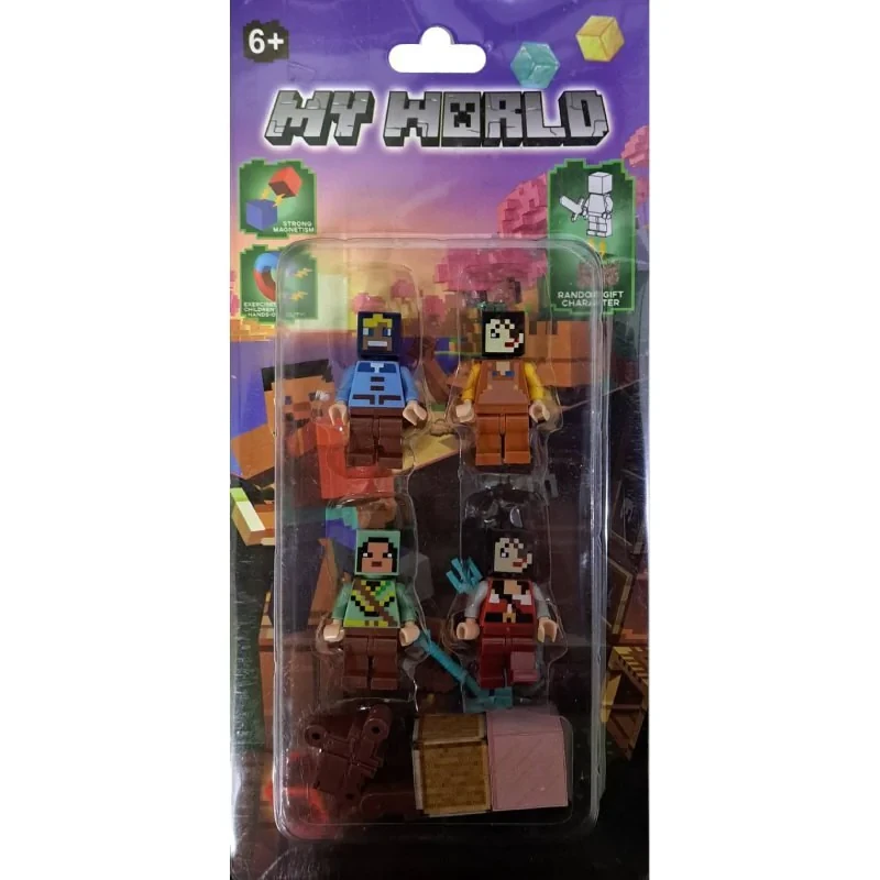 فیگور طرح ماینکرافت مدل 4010 ارتفاع 4 سانتی‌متر مجموعه 4 عددی