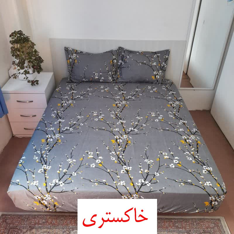 سرویس ملحفه مدل شکوفه یخی کد 180 دو نفره سه تکه