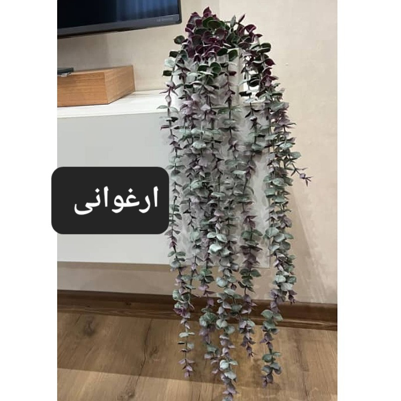 گل مصنوعی آویز شمشاد برفی مدل PAL.5550 از جنس پلاستیک، طول 75 سانتی‌متر، دارای 14 بازو، قابل شستشو و در دو رنگ سبز پودری و سبز دودی