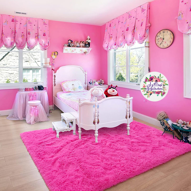 فرش ماشینی 1200 شانه تیگران مفشوو زمینه سرخابی حاشیه سرخابی مدل Magenta طرح خز پرزبلند