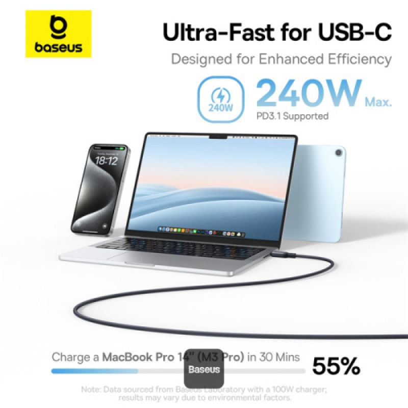 کابل USB-C بیسوس مدل PicoGo Magnetic 240W طول 1 متر
