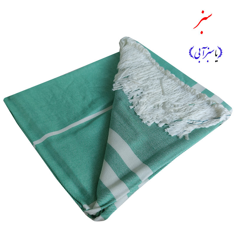 حوله حمام نساجی هنر یزد مدل خط دار ریشه دار سایز 100×180 سانتی متر