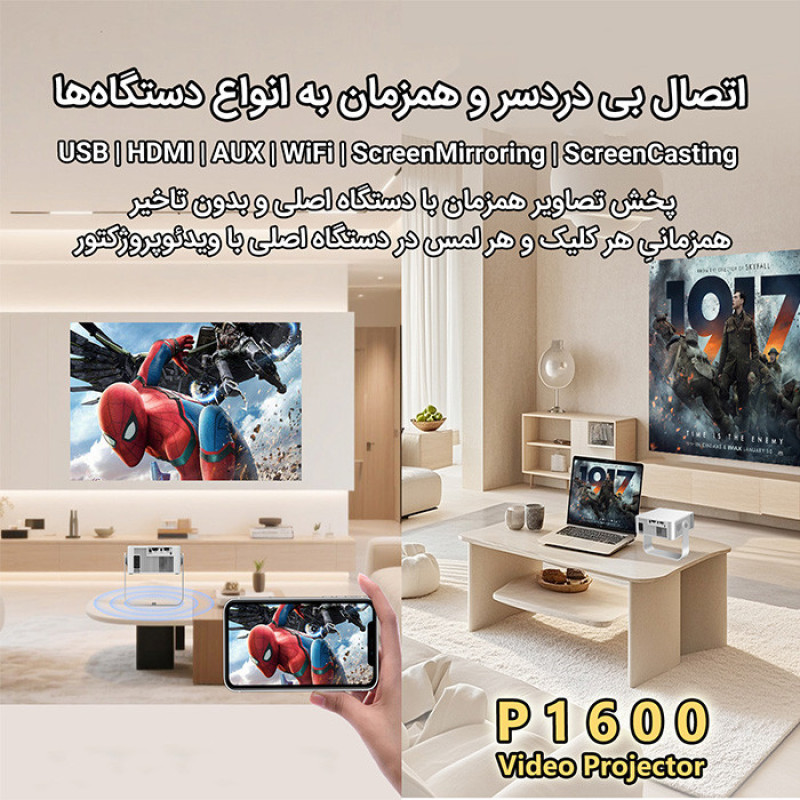 ویدئو پروژکتور مدل P1600 با رزولوشن 4k