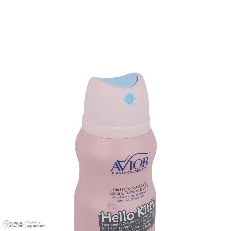 اسپری بدن کودک اویور مدل hello kitty حجم 130 میلی‌لیتر با رایحه گرم مناسب زمستان به همراه بادی اسپلش اویور مدل hello kitty حجم 60 میلی‌لیتر و بالم لب اویور مدل hello kitty  با وزن 2.8 گرم