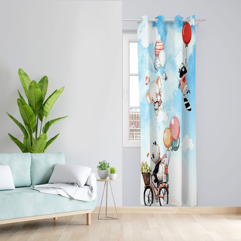 پرده مدل اتاق کودک مخمل پانچی طرح حیوانات کد 2509 سایز 140x280 سانتی متر