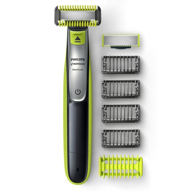 ماشین اصلاح موی صورت و بدن فیلیپس مدل OneBlade QP2724 با تیغه کربن استیل، قابلیت استفاده خشک و مرطوب، شارژ با کابل USB و اصلاح دقیق تا 0.2 میلی‌متر