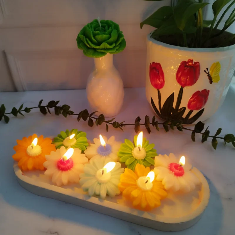 شمع مدل گل بابونه بسته 4 عددی