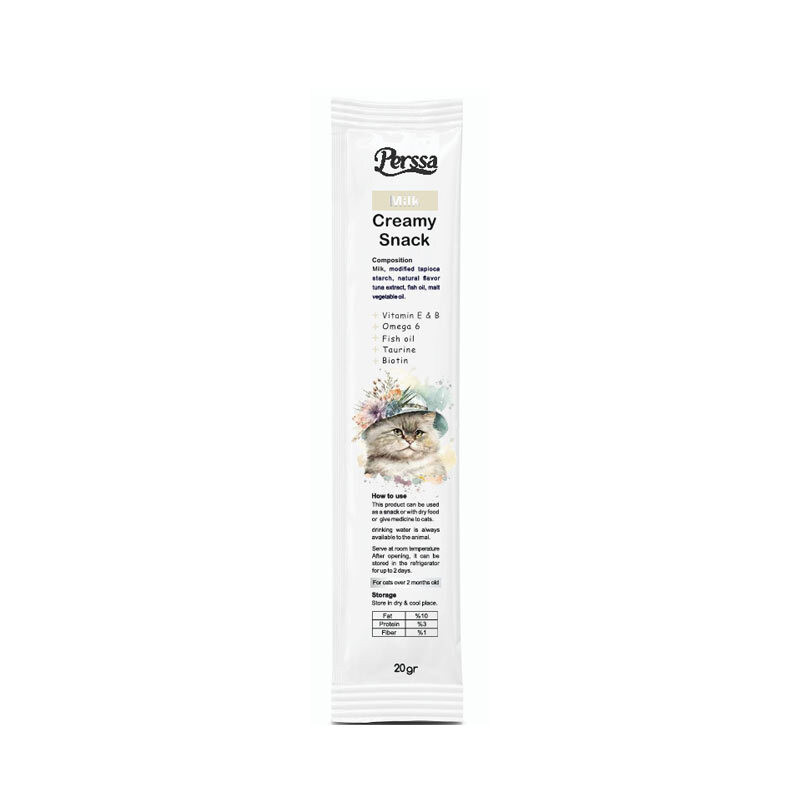 بستنی گربه پرسا مدل Creamy با طعم شیر وزن 20 گرم