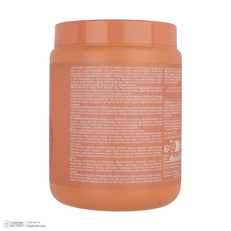 ماسک مو اچ اس لاین مدل argan حجم 1000 میلی‌لیتر، مغذی و مناسب موهای آسیب‌دیده حاوی ویتامین‌های تقویتی