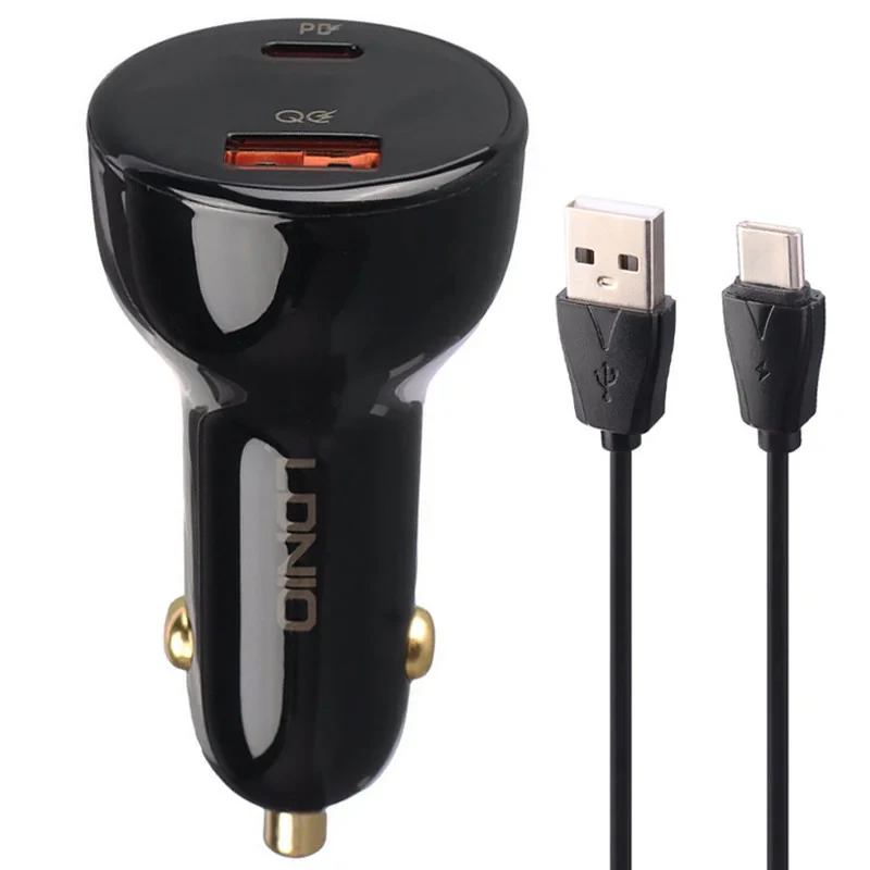 شارژر فندکی 100 وات الدینیو مدل C101 به همراه کابل usb-c