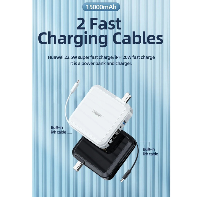 پاوربانک ریمکس مدل Infinity All in one - AC charger-RPP-276 ظرفیت 15000 میلی آمپرساعت