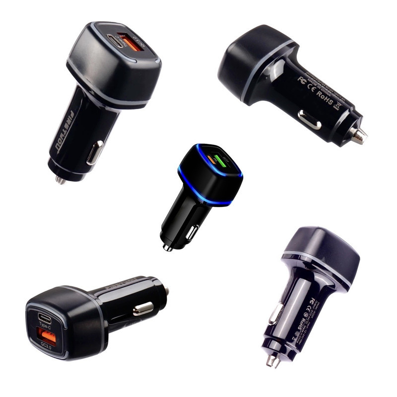 شارژر فندکی 60 وات دو پورت فرست یو مدل F022 به همراه کابل USB-C