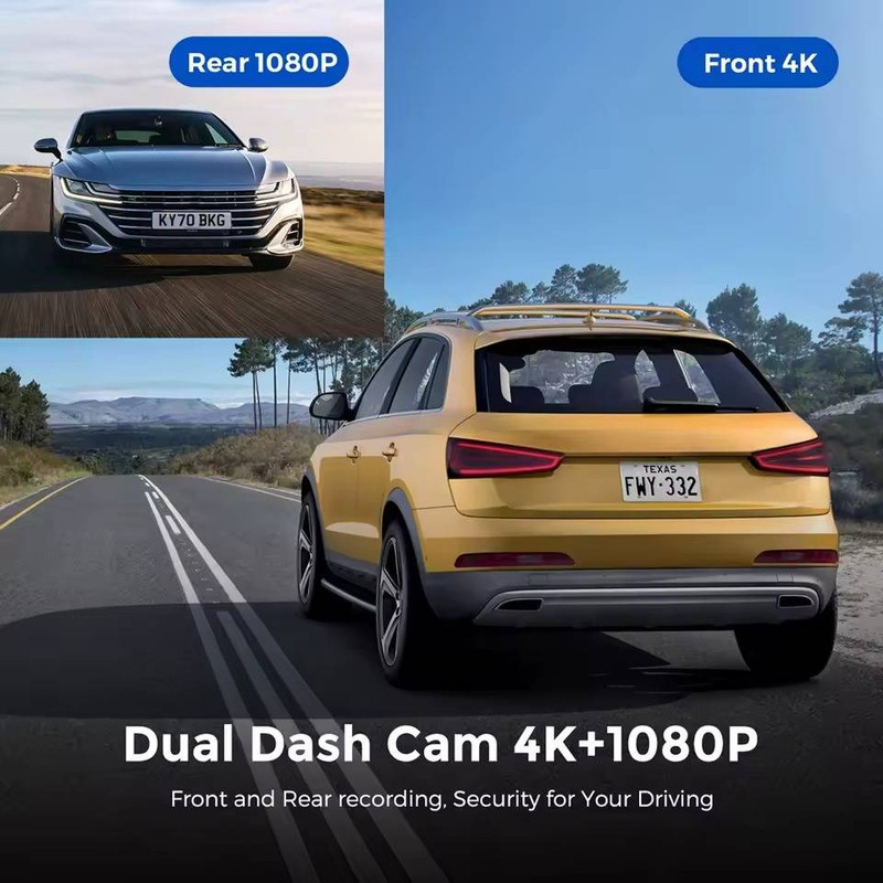دوربین فیلمبرداری ثبت وقایع خودرو مدل 4K Ultra HD WiFi به همراه دوربین عقب