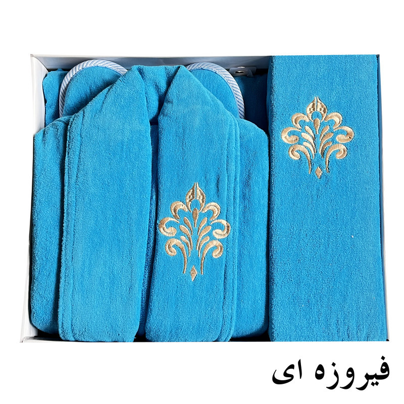 سرویس حوله پالتویی 4 تکه طرح ماریبور مدل گلبرگ کد 1