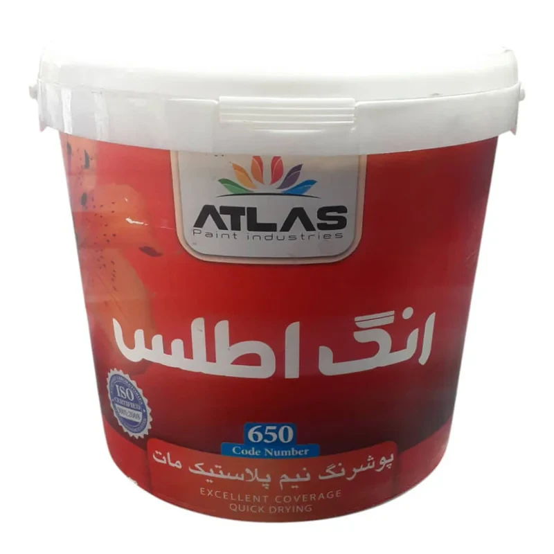 پوشرنگ نیم پلاستیک مات رنگ اطلس کد 650 وزن 12 کیلوگرم