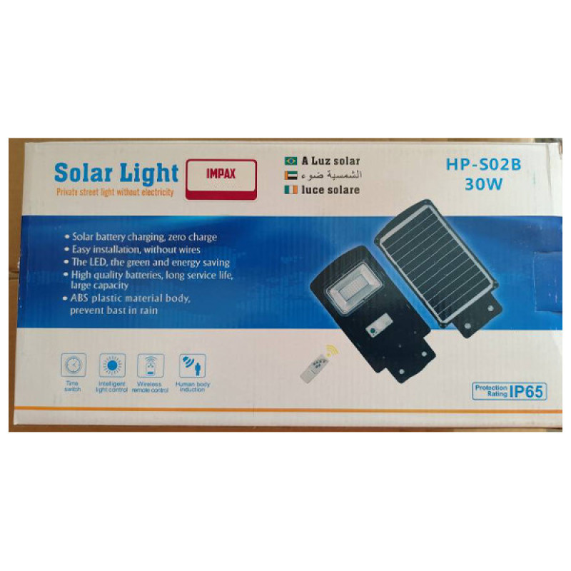 چراغ خیابانی خورشیدی ایمپکس مدل HP-S02B 30W