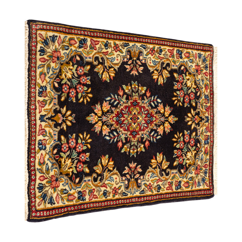فرش دستبافت نیم متری طرح کرمان کد  29P378 زمینه سرمه ای