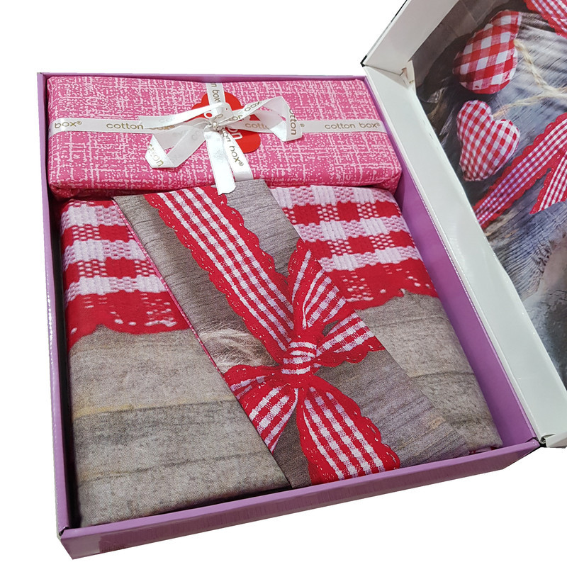 سرویس روتختی کاتن باکس مدل 3D Love Box Kirmizi دو نفره 4 تکه