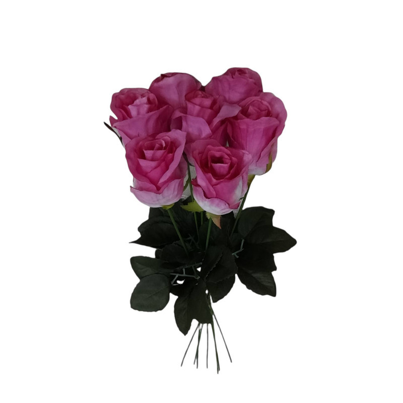گل مصنوعی رز هلندی پارچه ای قابل شستشو، بسته 7 عددی، با طول شاخه 45 سانتی‌متر و عرض سرگل 5 سانتی‌متر