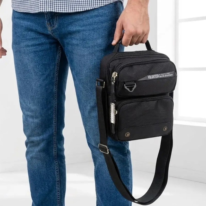 کیف مردانه اداری پارچه‌ای با بند رو دوشی و تک دسته مدل A720068